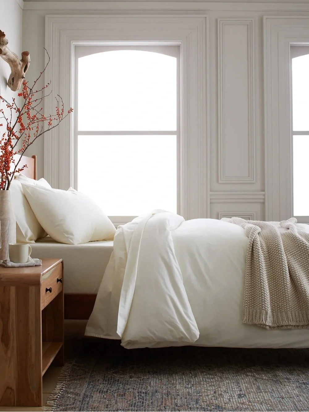 Quince Organic Brushed Cotton Duvet Cover Set Full Queen Ivory NWOT 3pc
